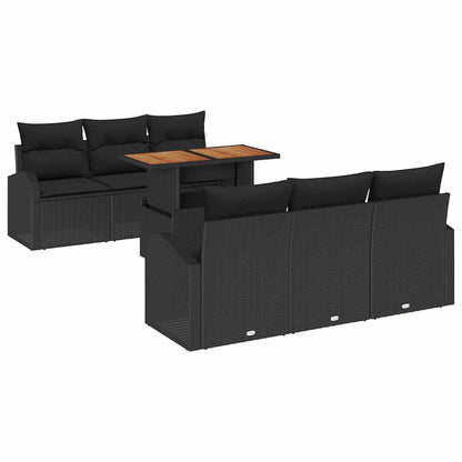 Set Divano da Giardino con archiviazione 7 pcs Nero Poly Rattan - homemem39