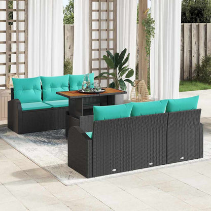 Set Divano da Giardino con archiviazione 7 pcs Nero Poly Rattan | homemem39