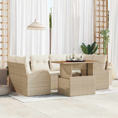 Set Divano da Giardino 7 pcs Beige Poly Rattan