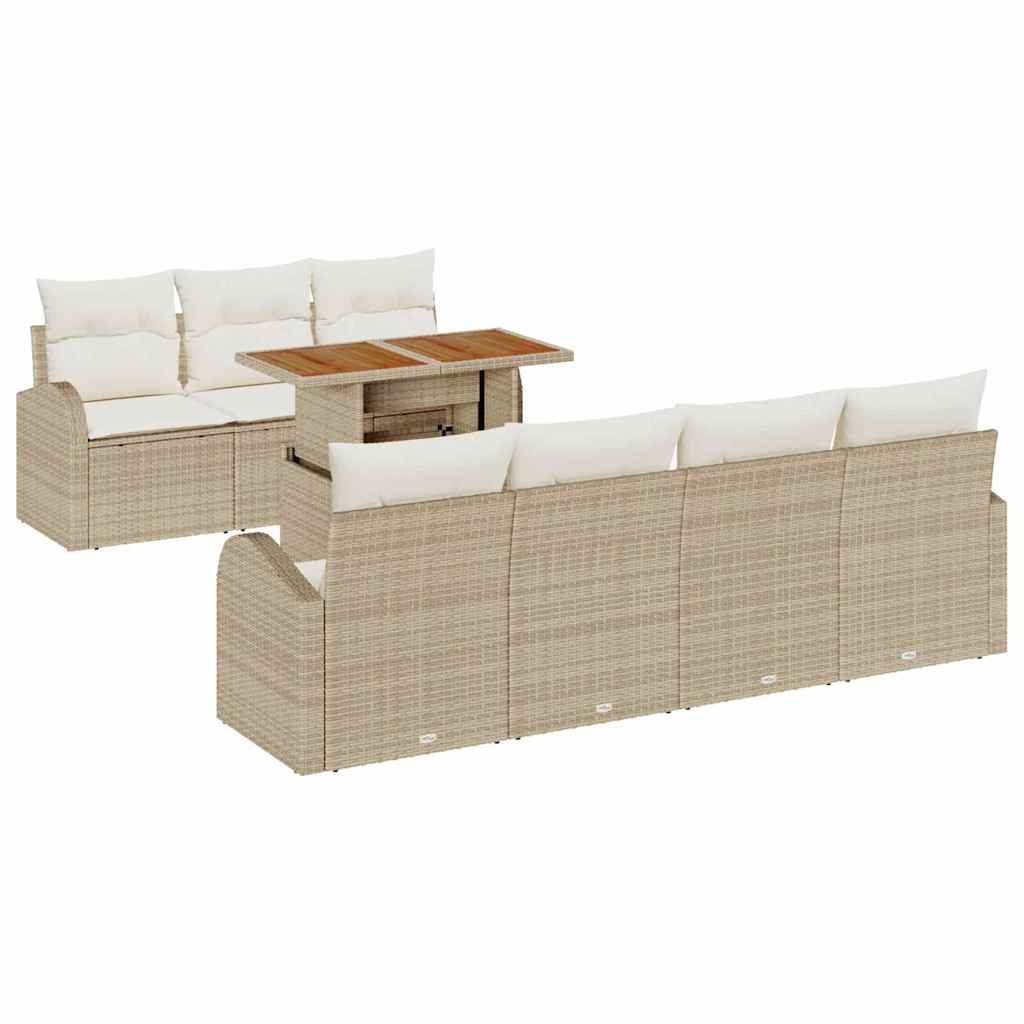 Set Divano da Giardino 8 pcs Beige Poly Rattan - homemem39