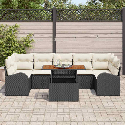 Set Divano da Giardino con archiviazione 8 pcs Nero Poly Rattan