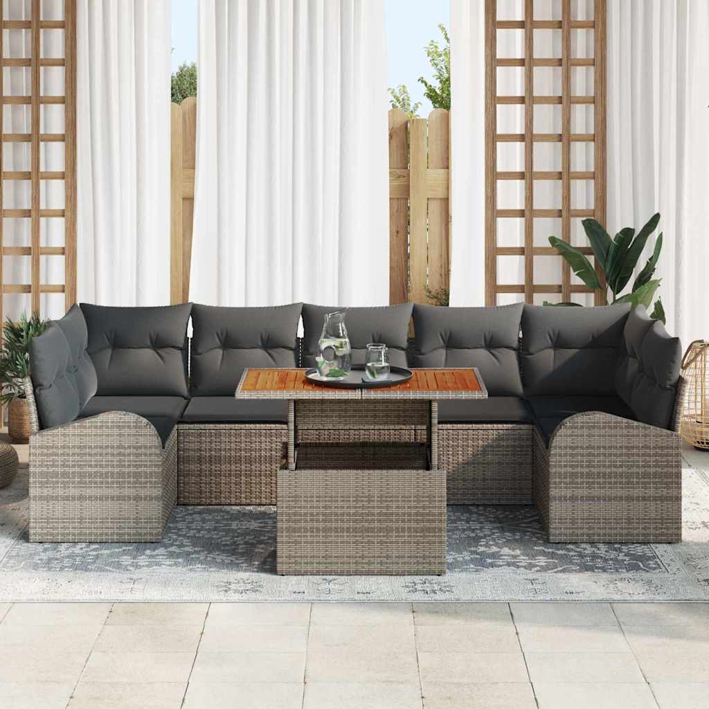 Set Divano da Giardino 8 pcs Grigio Poly Rattan - homemem39
