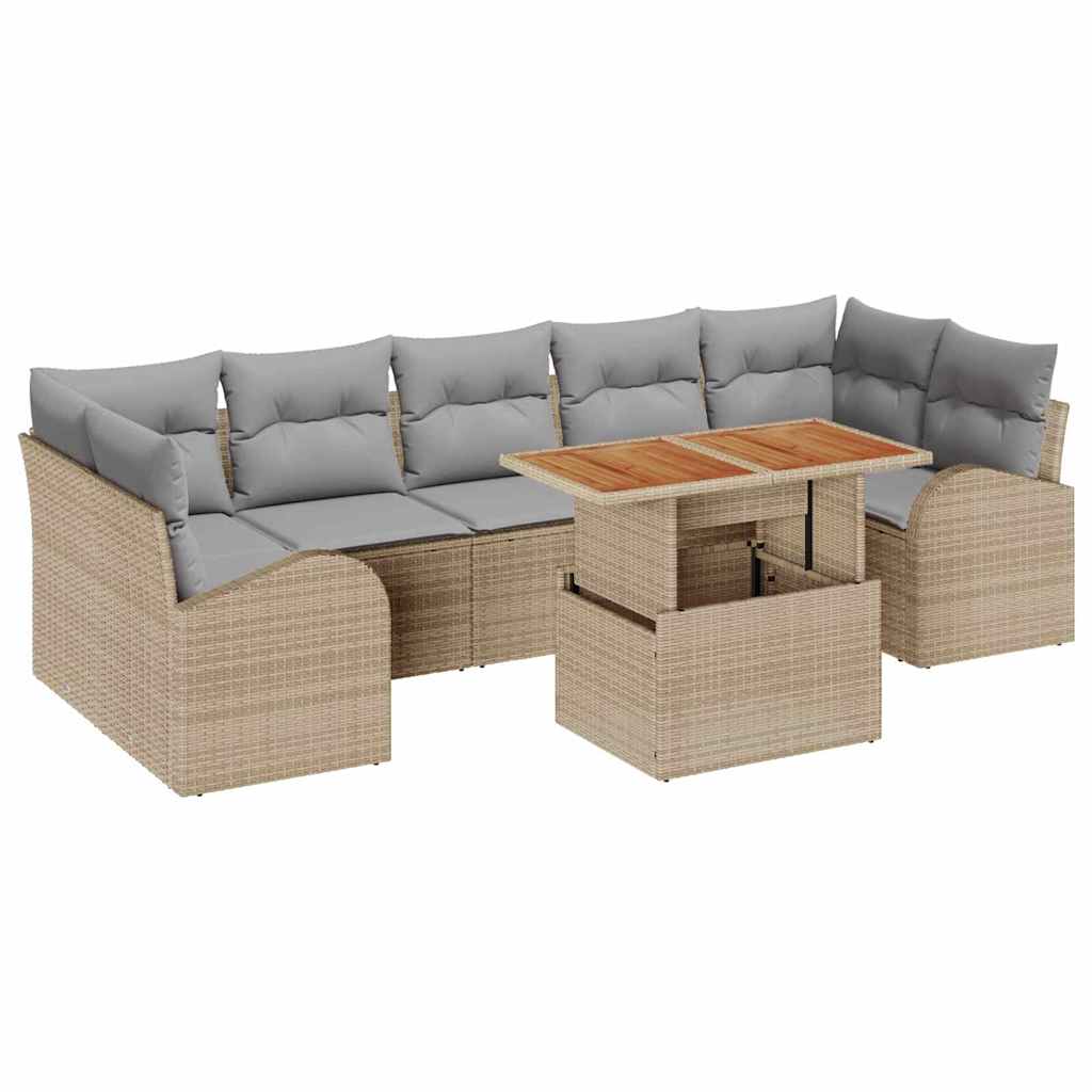 Set Divano da Giardino 8 pcs Beige Poly Rattan - homemem39