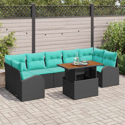 Set Divano da Giardino con archiviazione 8 pcs Nero Poly Rattan
