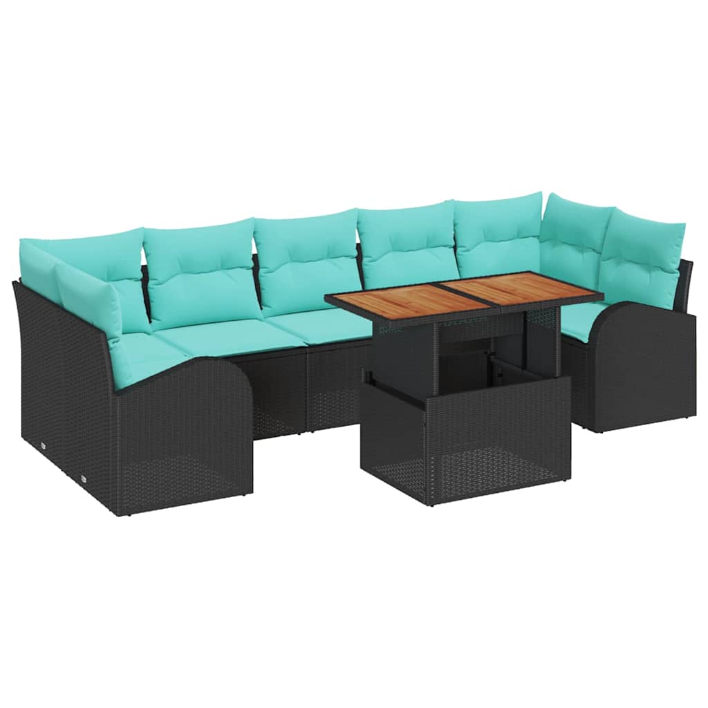 Set Divano da Giardino con archiviazione 8 pcs Nero Poly Rattan | homemem39