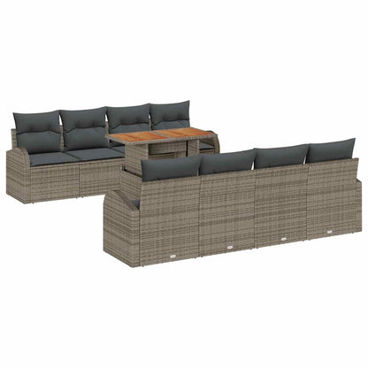 Set Divano da Giardino 9 pcs Grigio Poly Rattan - homemem39