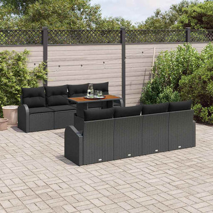 Set Divano da Giardino con archiviazione 9 pcs Nero Poly Rattan - homemem39
