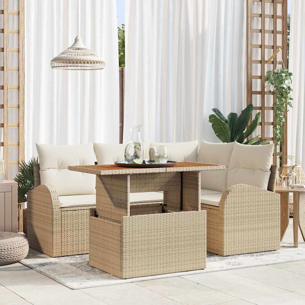Set Divano da Giardino 5 pcs Beige Poly Rattan - homemem39