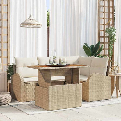 Set Divano da Giardino 5 pcs Beige Poly Rattan - homemem39