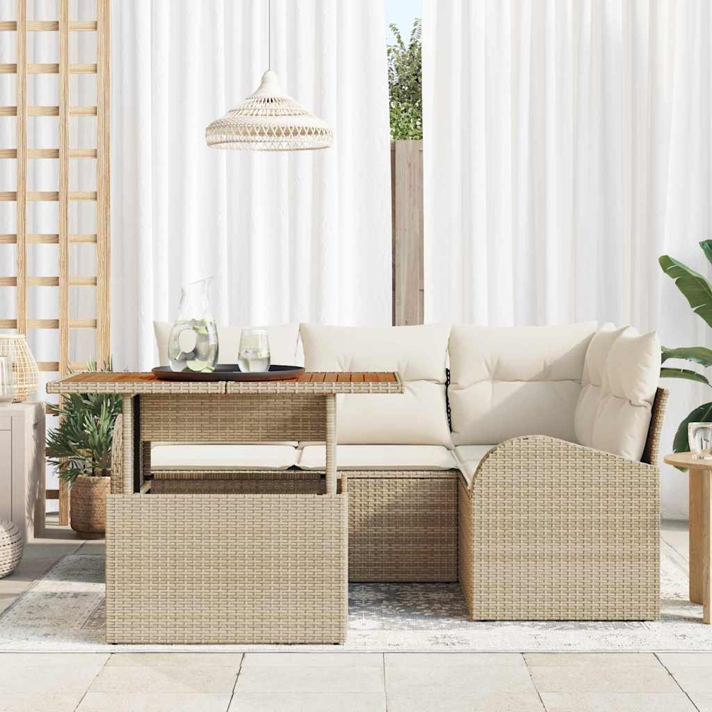 Set Divano da Giardino 5 pcs Beige Poly Rattan - homemem39