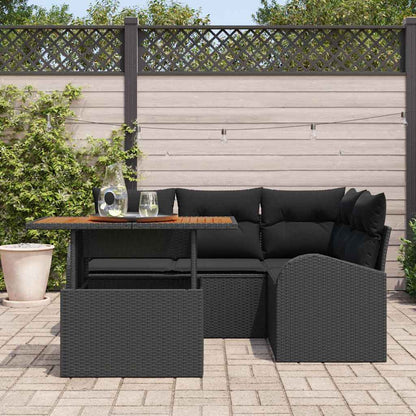 Set Divano da Giardino con archiviazione 5 pcs Nero Poly Rattan | homemem39