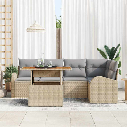 Set Divano da Giardino 6 pcs Beige Poly Rattan