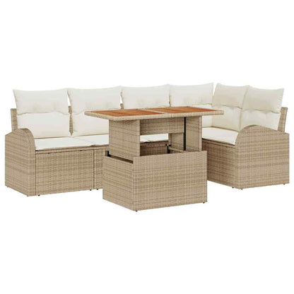 Set Divano da Giardino 6 pcs Beige Poly Rattan - homemem39
