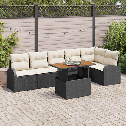 Set Divano da Giardino con archiviazione 7 pcs Nero Poly Rattan