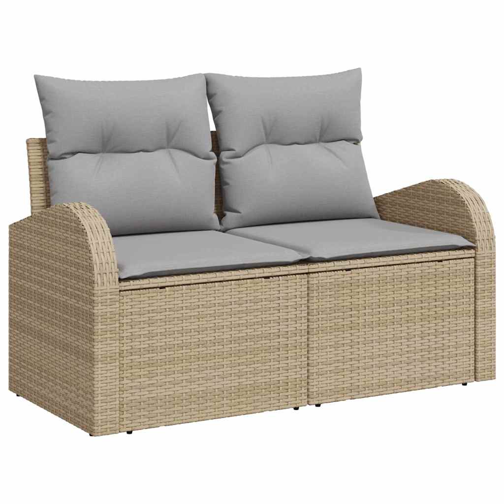 Set Divano da Giardino 7 pcs Beige Poly Rattan