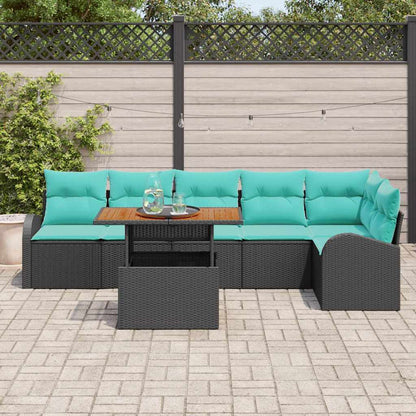 Set Divano da Giardino con archiviazione 7 pcs Nero Poly Rattan | homemem39