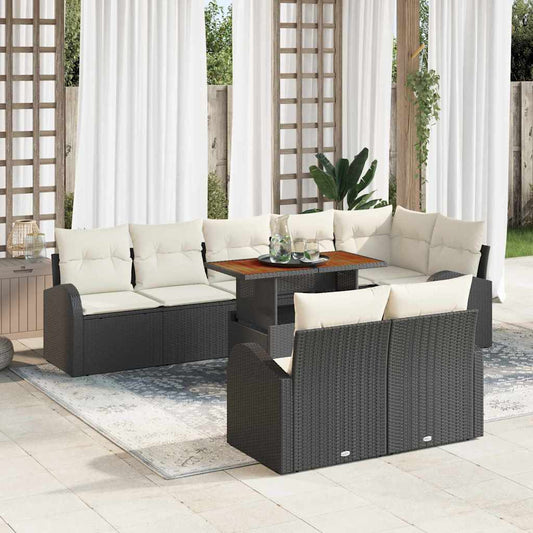 Set Divano da Giardino con archiviazione 9 pcs Nero Poly Rattan