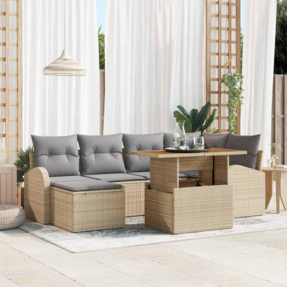 Set Divano da Giardino 7 pcs Beige Poly Rattan