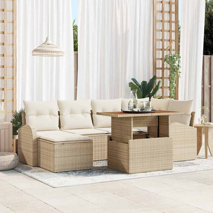 Set Divano da Giardino 7 pcs Beige Poly Rattan - homemem39