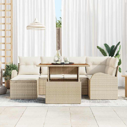 Set Divano da Giardino 7 pcs Beige Poly Rattan - homemem39
