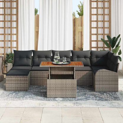Set Divano da Giardino 8 pcs Grigio Poly Rattan