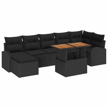 Set Divano da Giardino con archiviazione 8 pcs Nero Poly Rattan | homemem39