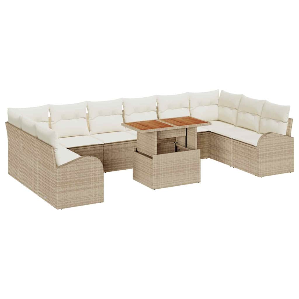 Set Divano da Giardino 11 pcs Beige Poly Rattan | homemem39