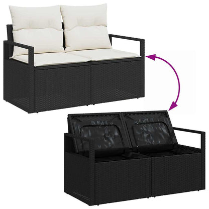 Set Divano da Giardino con archiviazione 5 pcs Nero Poly Rattan - homemem39