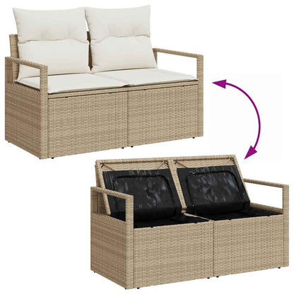 Set Divano da Giardino 5 pcs Beige Poly Rattan