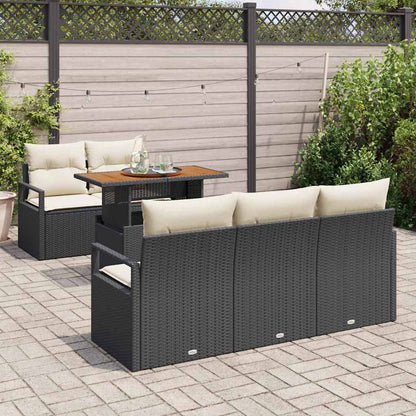 Set Divano da Giardino con archiviazione 6 pcs Nero Poly Rattan