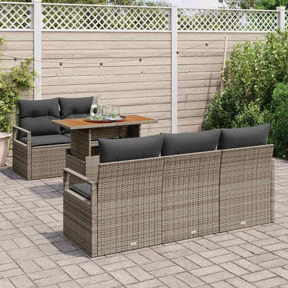 Set Divano da Giardino 6 pcs Grigio Poly Rattan