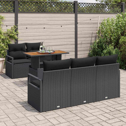 Set Divano da Giardino con archiviazione 6 pcs Nero Poly Rattan - homemem39
