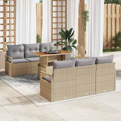 Set Divano da Giardino 7 pcs Beige Poly Rattan - homemem39