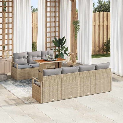 Set Divano da Giardino 8 pcs Beige Poly Rattan - homemem39