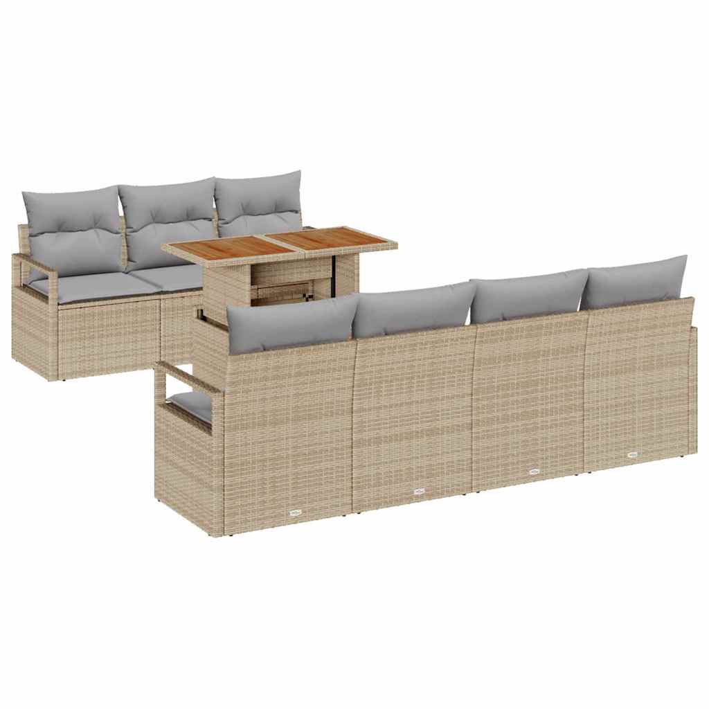 Set Divano da Giardino 8 pcs Beige Poly Rattan - homemem39