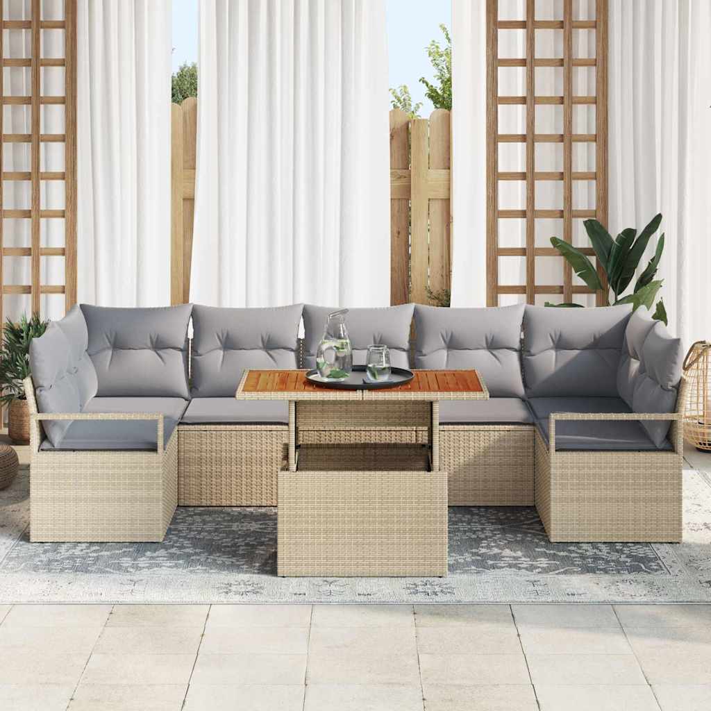 Set Divano da Giardino 8 pcs Beige Poly Rattan - homemem39