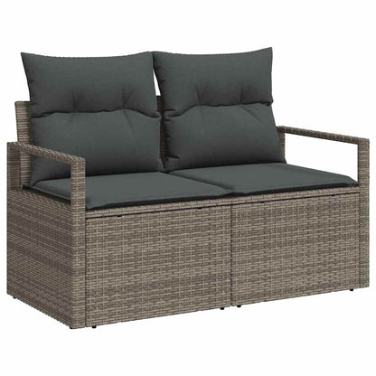 Set Divano da Giardino 9 pcs Grigio Poly Rattan