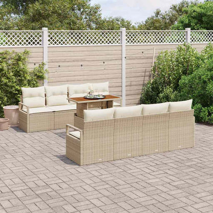 Set Divano da Giardino 9 pcs Beige Poly Rattan