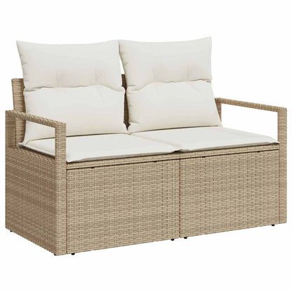 Set Divano da Giardino 9 pcs Beige Poly Rattan