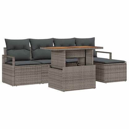 Set Divano da Giardino 6 pcs Grigio Poly Rattan