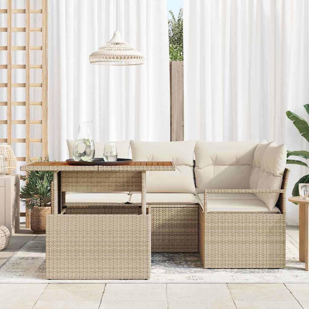 Set Divano da Giardino 5 pcs Beige Poly Rattan - homemem39