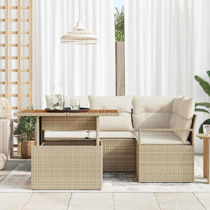 Set Divano da Giardino 5 pcs Beige Poly Rattan - homemem39