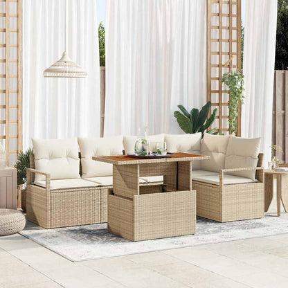Set Divano da Giardino 6 pcs Beige Poly Rattan