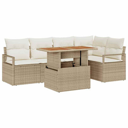 Set Divano da Giardino 6 pcs Beige Poly Rattan