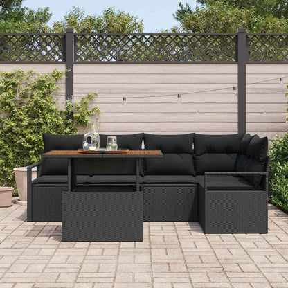 Set Divano da Giardino con archiviazione 6 pcs Nero Poly Rattan - homemem39