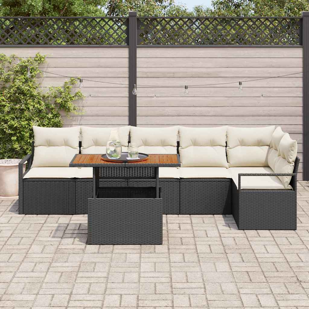 Set Divano da Giardino con archiviazione 7 pcs Nero Poly Rattan