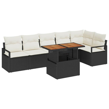 Set Divano da Giardino con archiviazione 7 pcs Nero Poly Rattan