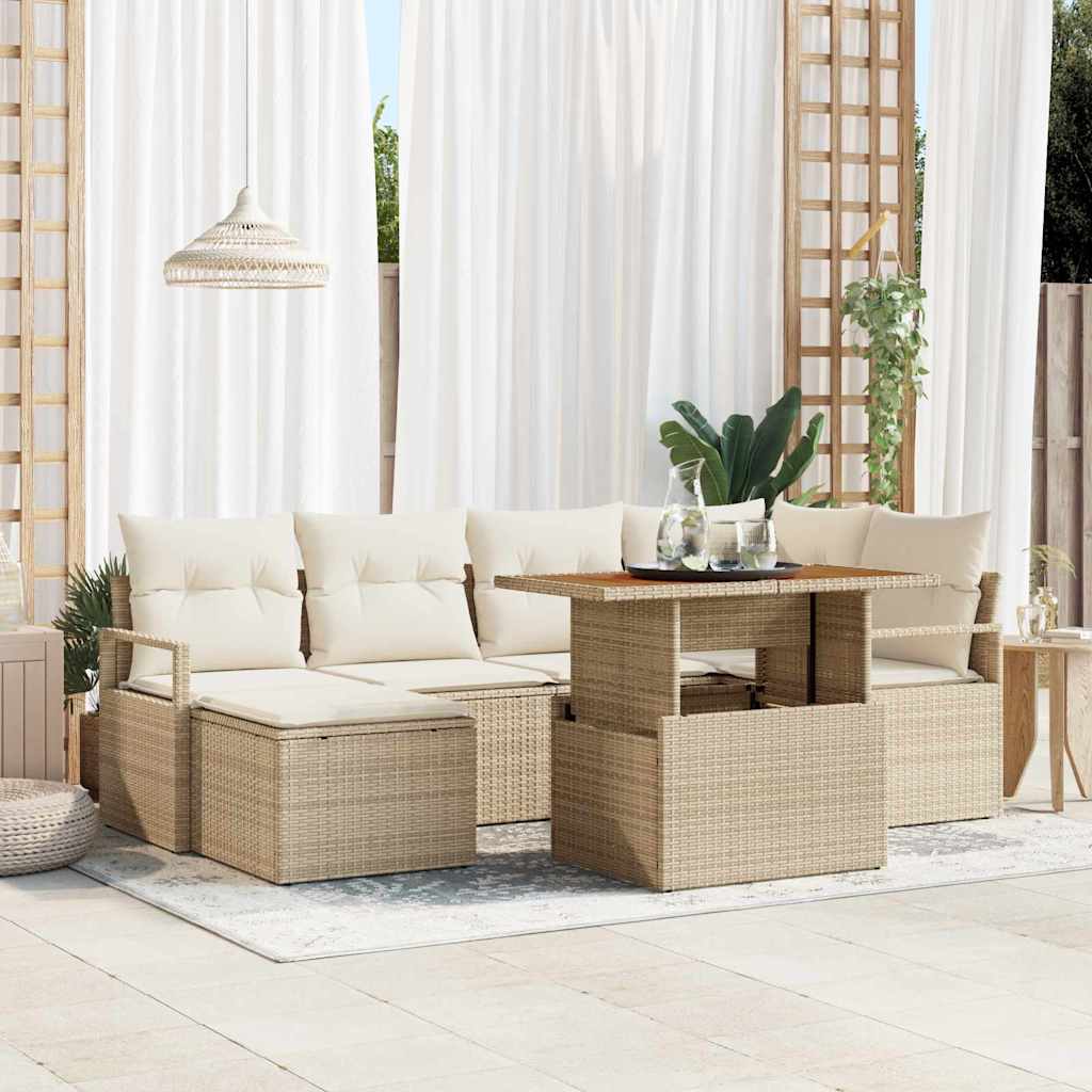 Set Divano da Giardino 7 pcs Beige Poly Rattan - homemem39
