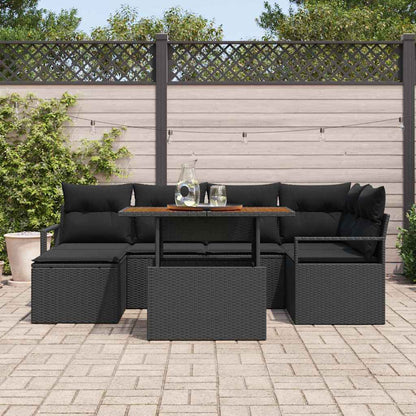 Set Divano da Giardino con archiviazione 7 pcs Nero Poly Rattan