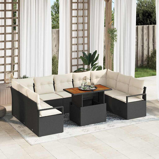 Set Divano da Giardino 10 pcs Nero Poly Rattan - homemem39